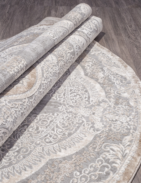 Российский овальный ковёр 03880C GREY / BROWN