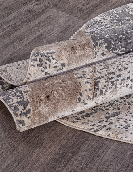 Российский овальный ковёр 04022C GREY / BROWN