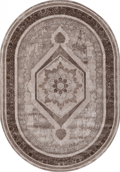 Российский овальный ковёр 04037A BROWN / BROWN