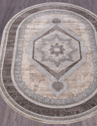 Российский овальный ковёр 04037C GREY / BROWN