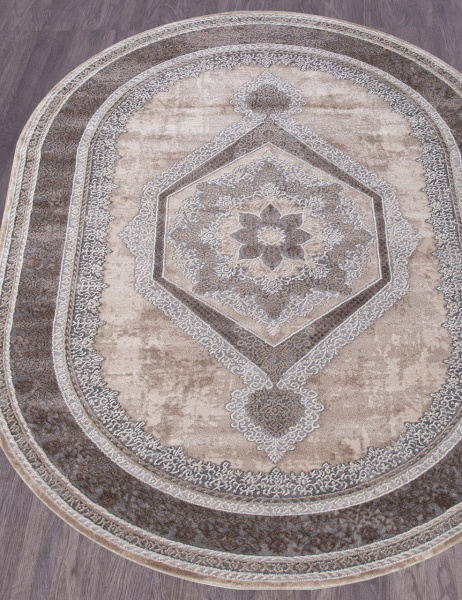 Российский овальный ковёр 04037C GREY / BROWN