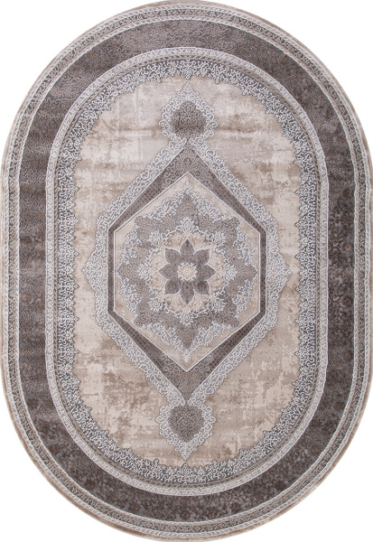 Российский овальный ковёр 04037C GREY / BROWN