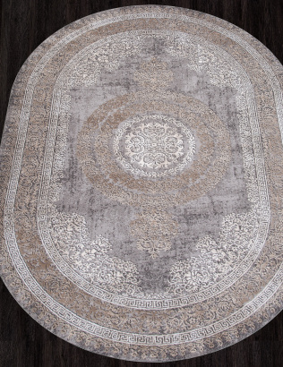 Российский овальный ковёр 04073C GREY / BROWN