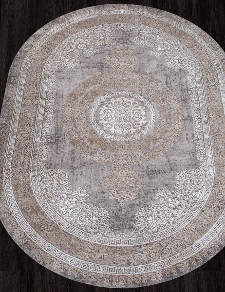 Российский овальный ковёр 04073C GREY / BROWN