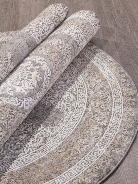 Российский овальный ковёр 04073C GREY / BROWN