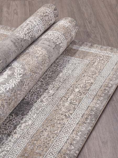 Российский прямоугольный ковёр 04073C GREY / BROWN