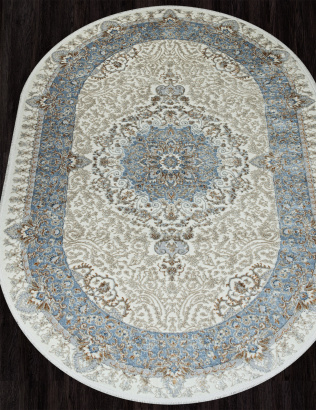 Российский овальный ковёр 06066A L.BLUE FDY / CREAM HB