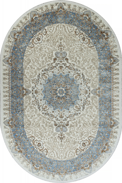 Российский овальный ковёр 06066A L.BLUE FDY / CREAM HB