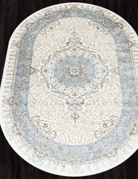 Российский овальный ковёр 06066A L.BLUE FDY / CREAM HB