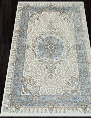 Российский прямоугольный ковёр 06066A L.BLUE FDY / CREAM HB