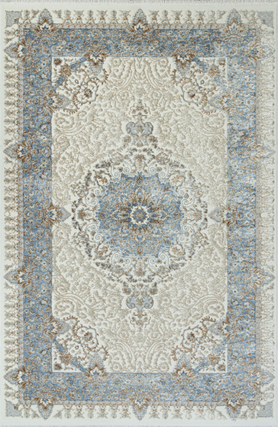Российский прямоугольный ковёр 06066A L.BLUE FDY / CREAM HB