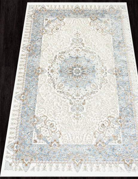 Российский прямоугольный ковёр 06066A L.BLUE FDY / CREAM HB