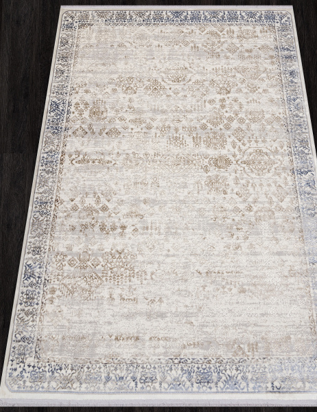 Российский прямоугольный ковёр 07402A L.BLUE FDY / CREAM FDY