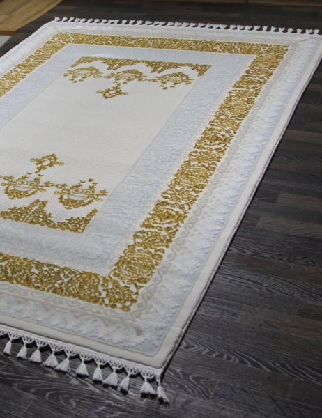 Российский прямоугольный ковёр 08074A BLUE / GOLD