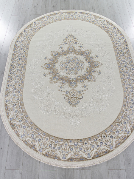 Российский овальный ковёр 27236A CREAM / BLUE