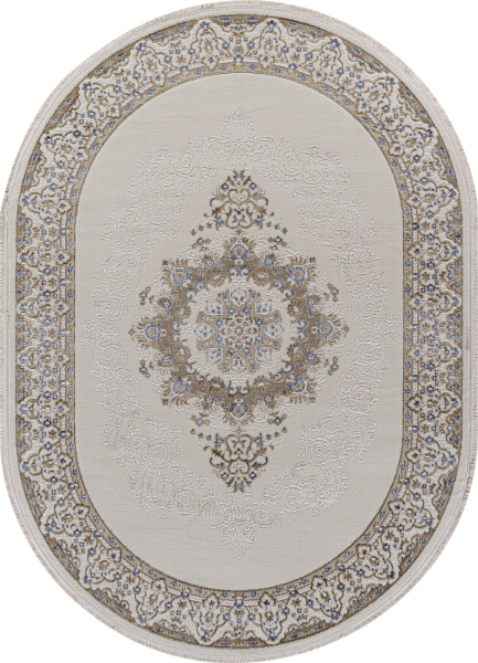 Российский овальный ковёр 27236A CREAM / BLUE