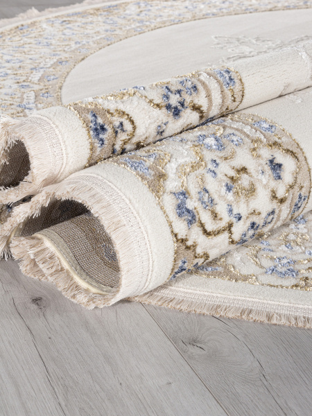 Российский овальный ковёр 27236A CREAM / BLUE
