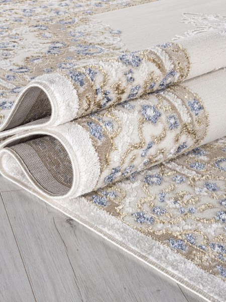 Российский прямоугольный ковёр 27236A CREAM / BLUE