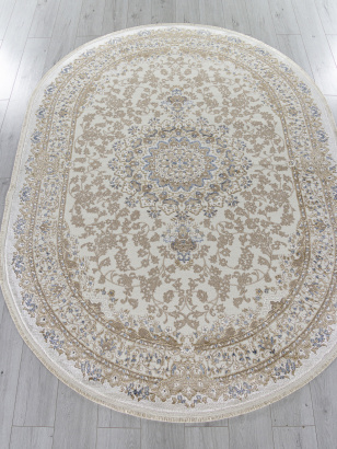 Российский овальный ковёр 27239A CREAM / BLUE