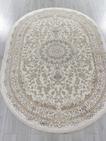 Российский овальный ковёр 27239A CREAM / BLUE