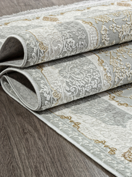 Российский прямоугольный ковёр 30219A GREY / CREAM