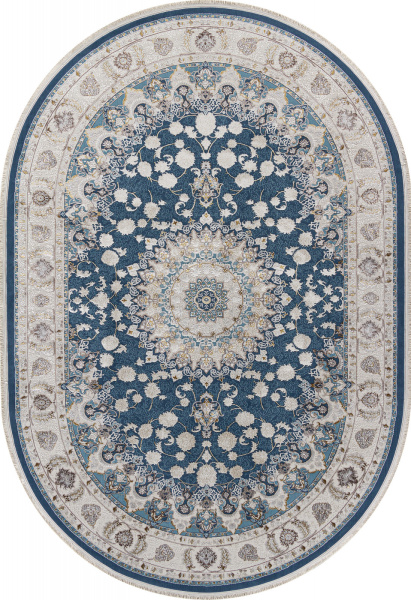Российский овальный ковёр A050B D.BLUE / CREAM