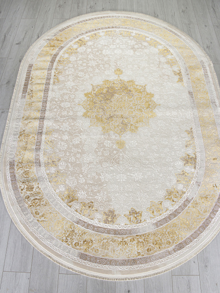Российский овальный ковёр A064A CREAM / GOLD FDY