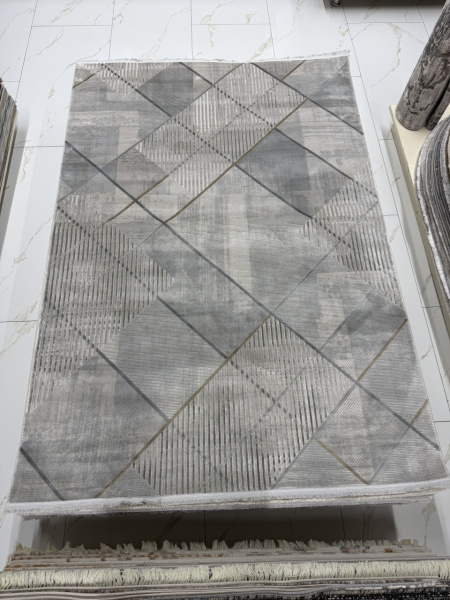 Российский прямоугольный ковёр A495AG GREY / L.GREY