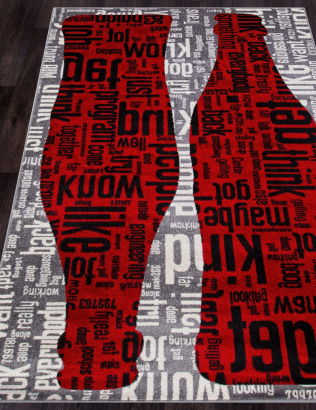 Российский прямоугольный ковёр C081 gray-red