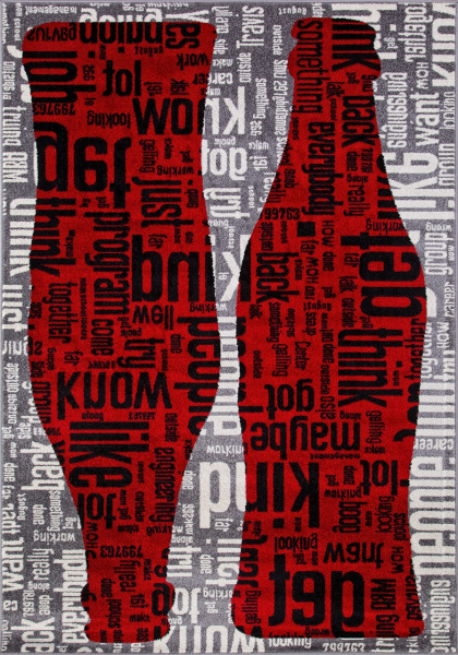 Российский прямоугольный ковёр C081 gray-red