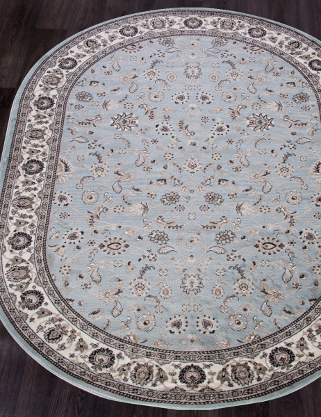 Российский овальный ковёр d251 L.BLUE-BROWN