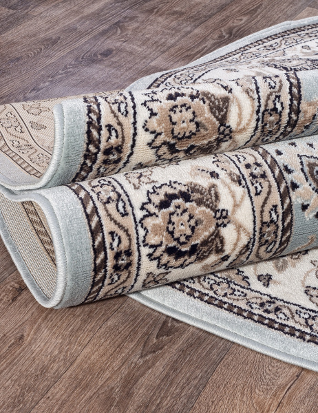Российский овальный ковёр d251 L.BLUE-BROWN