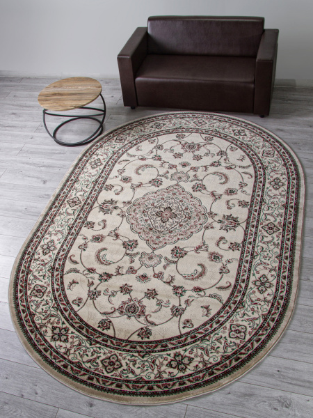 Российский овальный ковёр d389 BEIGE