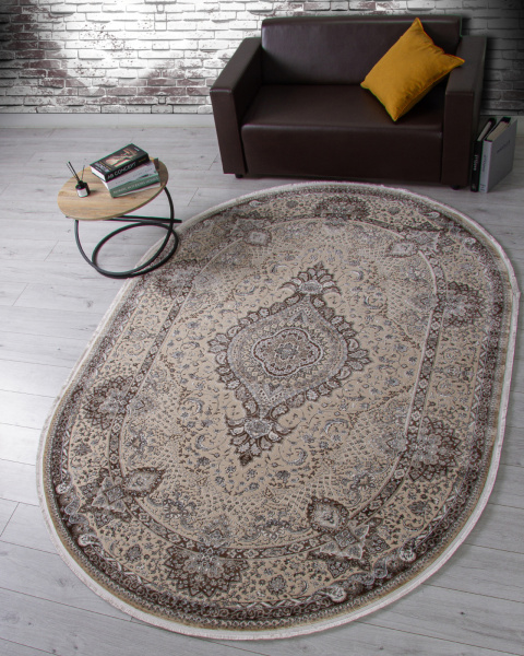 Российский овальный ковёр d414 BEIGE
