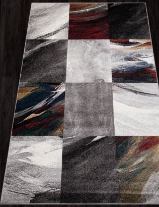 Российский прямоугольный ковёр D819 gray-red
