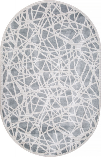 Российский овальный ковёр D967 BLUE-CREAM