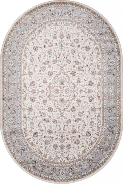Российский овальный ковёр F014 CREAM-L.BLUE
