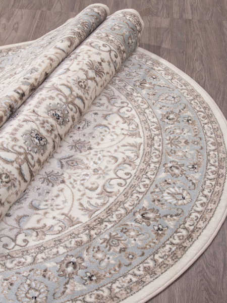 Российский овальный ковёр F014 CREAM-L.BLUE
