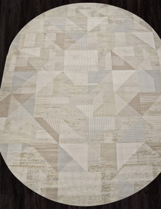 Российский овальный ковёр F416AD BEIGE / L.BROWN