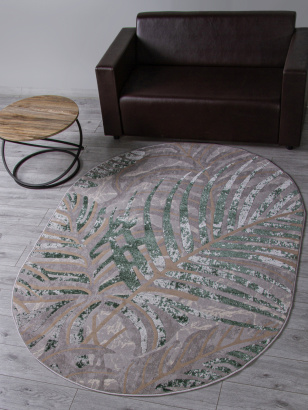 Российский овальный ковёр F479 GRAY-GREEN