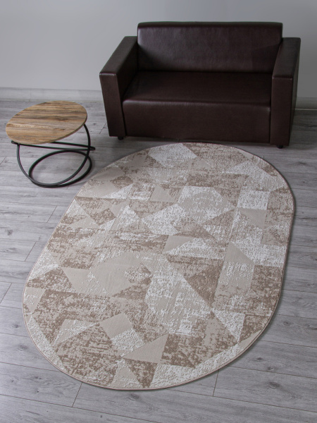 Российский овальный ковёр H921AC BEIGE / WHITE