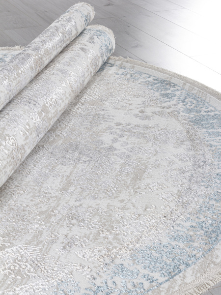 Российский овальный ковёр L252A CREAM SHRINK / BLUE FDY