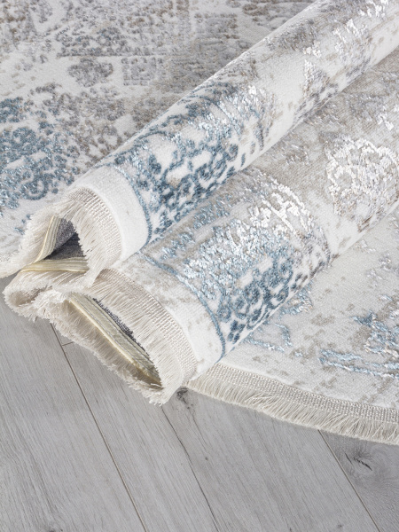 Российский овальный ковёр L252A CREAM SHRINK / BLUE FDY