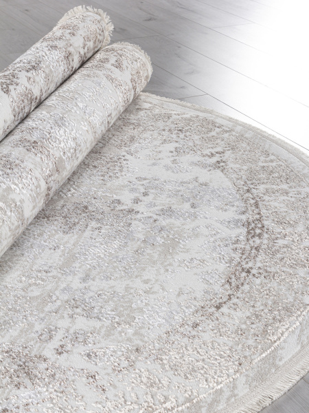 Российский овальный ковёр L252A CREAM SHRINK / VIZON FDY