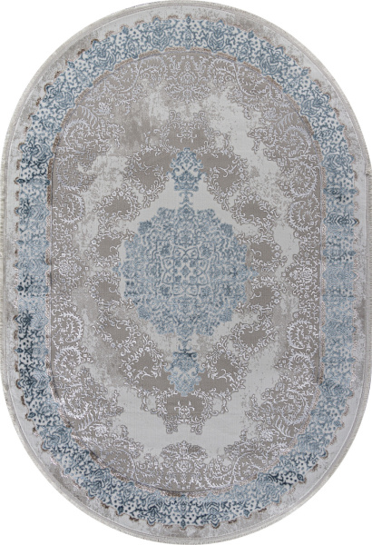Российский овальный ковёр L270A CREAM SHRINK / BLUE FDY