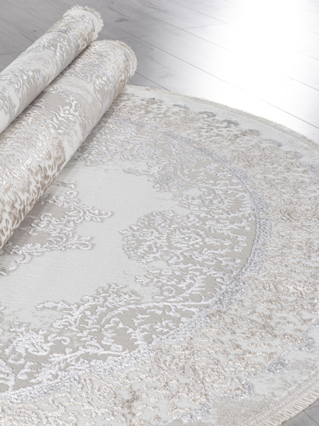 Российский овальный ковёр L270A CREAM SHRINK / VIZON FDY