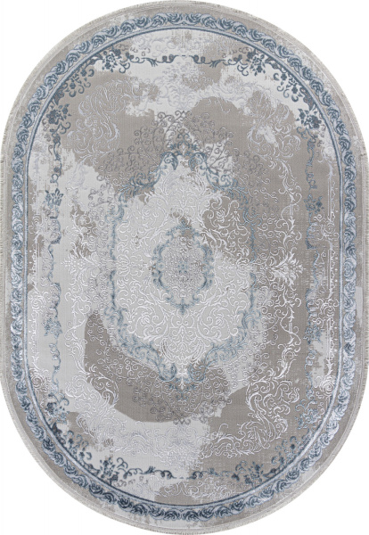 Российский овальный ковёр L278A CREAM SHRINK / BLUE FDY