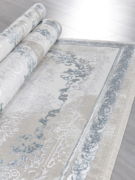 Российский прямоугольный ковёр L278A CREAM SHRINK / BLUE FDY