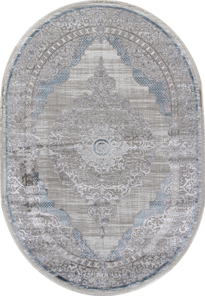 Российский овальный ковёр L279A CREAM SHRINK / BLUE FDY