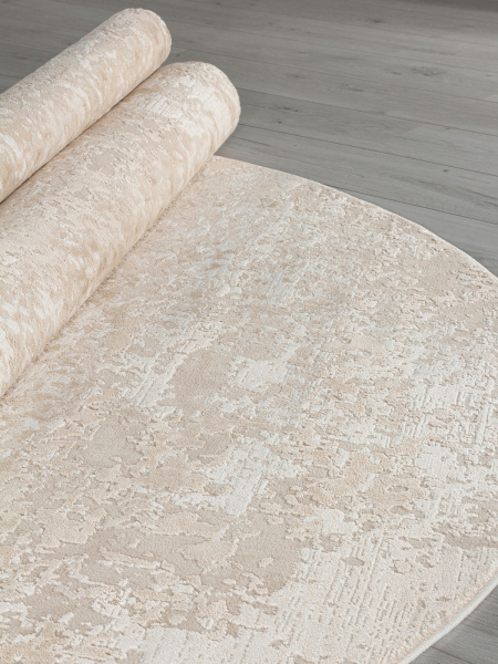 Российский овальный ковёр M028A LIGHT BEIGE / BEIGE